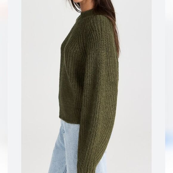 American Eagle cable knit slightly cropped sweater, deep olive green, M - Picture 4 of 11